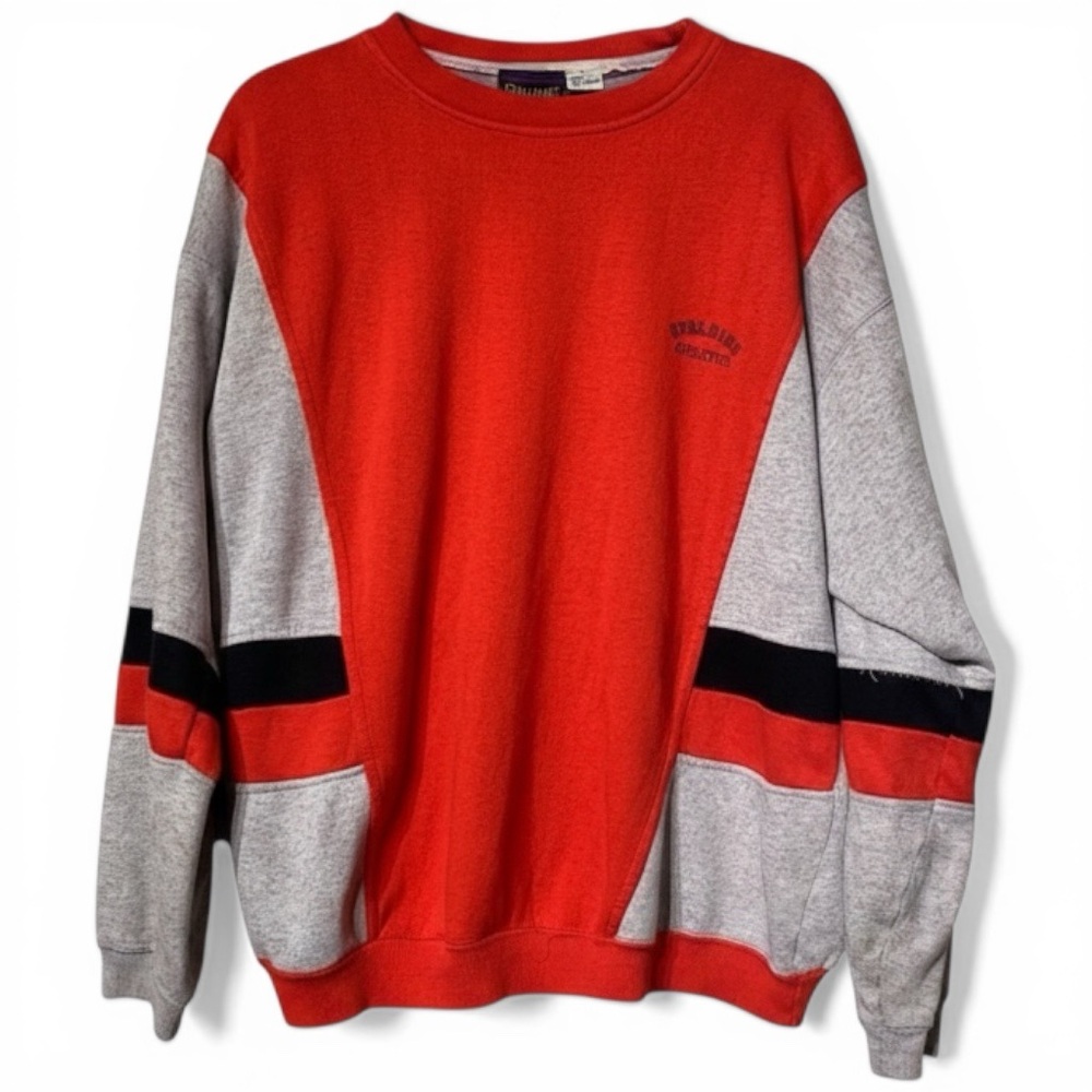 Vintage Spalding Colorblock Athletic Crewneck Sweatshirt Red Grey Mens Large